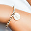 Sterling Silver or Gold filled beaded bracelet with embossed charm, blue and yellow charms, Down Syndrome Gift, The Lucky Few chevrons - Down Syndrome Boutique