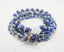 Blue lapis lazuli beaded stretch bracelet with white glass chevrons and silver accents, Down Syndrome Jewelry and Gifts, The Lucky Few - Down Syndrome Boutique