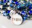Blue beaded 5 and 12 wrap stretch bracelet with a Down Syndrome Awareness charm