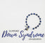 Blue lapis lazuli stretch bracelet with three white glass chevrons