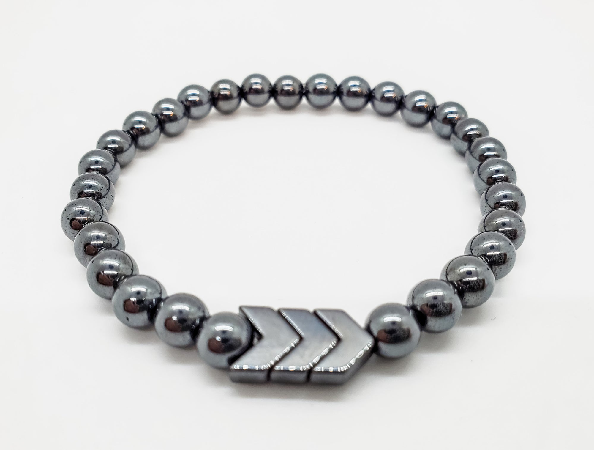 Down Syndrome Awareness Unisex bracelet with genuine hematite beads, for The Lucky Few men or women that makes a great Down Syndrome gift - Down Syndrome Boutique