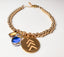 Sterling Silver or Gold filled beaded bracelet with embossed charm, blue and yellow charms, Down Syndrome Gift, The Lucky Few chevrons - Down Syndrome Boutique