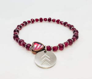 Down Syndrome Heart Warrior ruby heart beaded bracelet perfect for the Lucky Few Club and gifting! - Down Syndrome Boutique
