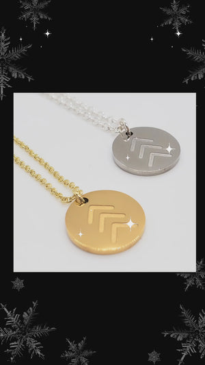 Down Syndrome embossed chevron necklace in silver and gold for The Lucky Few Moms and special women. Perfect for gifting!