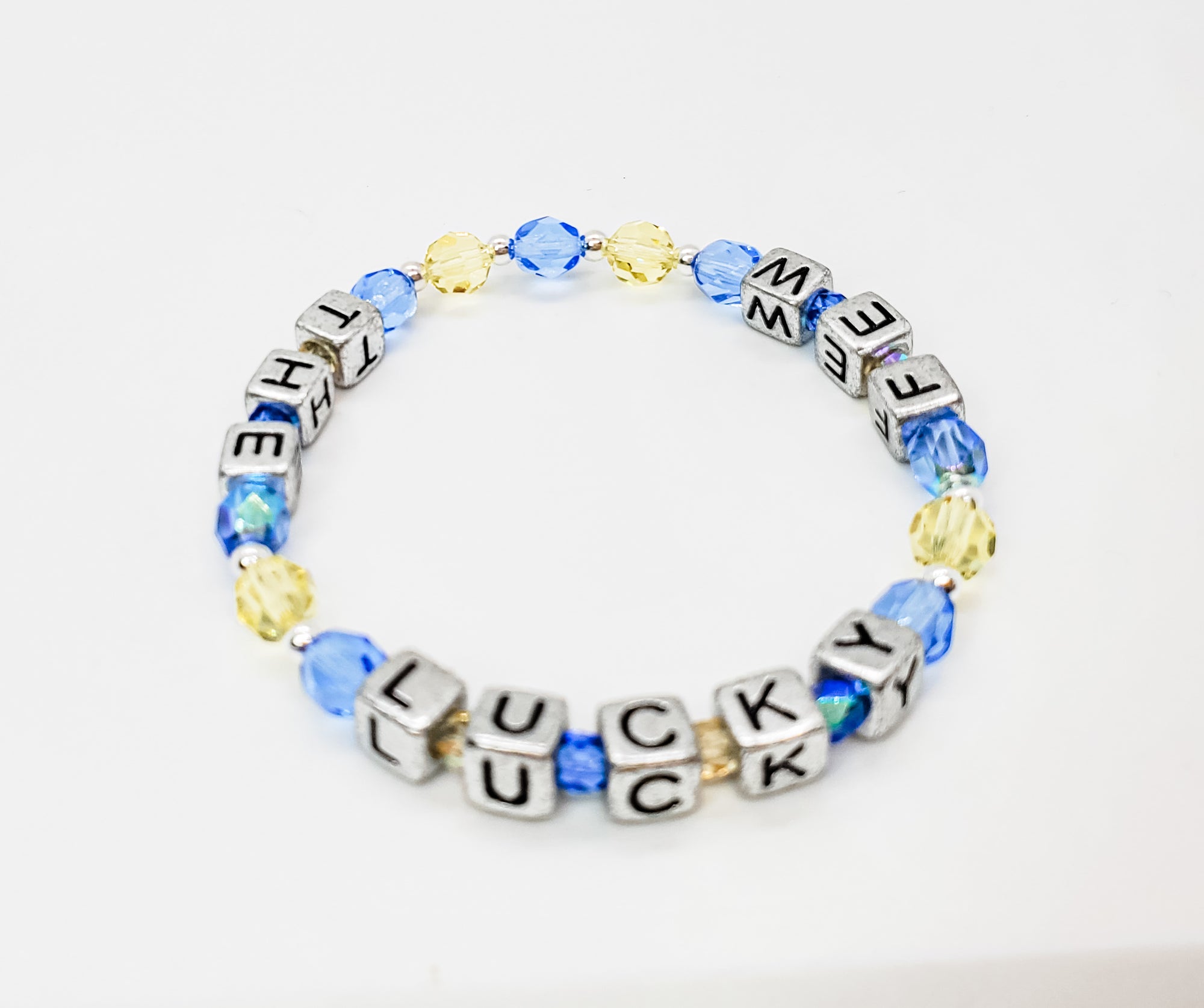 Lucky Few Bracelet that make a great gift, Down Syndrome teacher community gift in blue and yellow, Warrior Mom - Down Syndrome Boutique