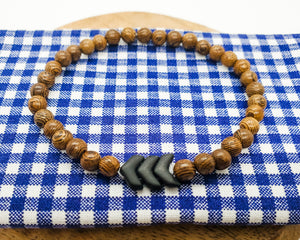 Down Syndrome Awareness Jewel Unisex bracelet with natural sandalwood and cream Howlite beads. Perfect gift for Fathers Day - Down Syndrome Boutique