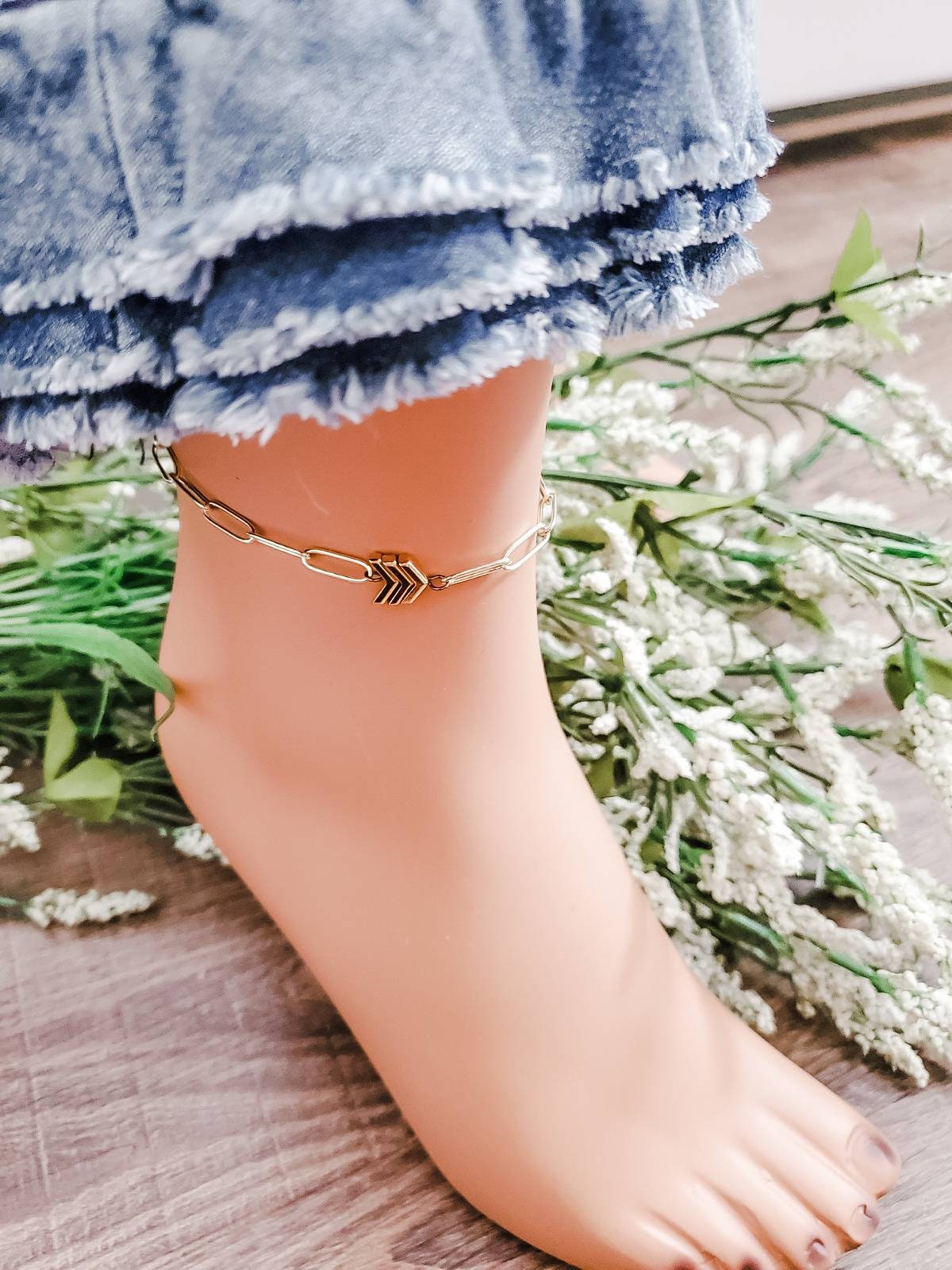 Chevron Large Anklet Silver Or Gold Filled Chevron Bracelet