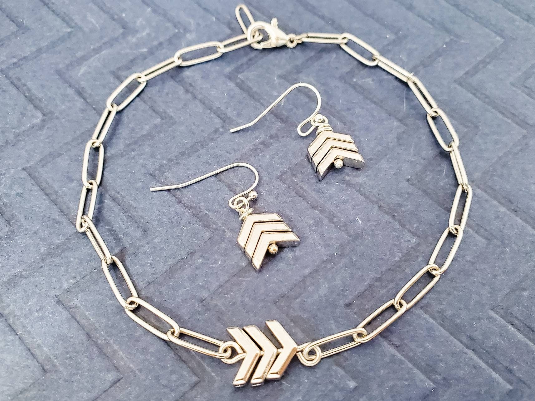 Silver or gold filled 3 chevron bracelet, paperclip chain, Down Syndrome Awareness, The Lucky Few, now trending - Down Syndrome Boutique