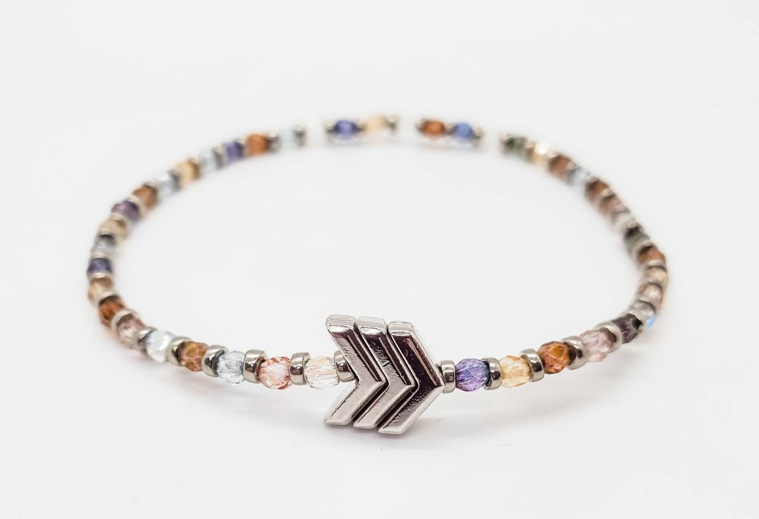 Down Syndrome Awareness Jewelry, Rainbow glass crystal beaded bracelet, The Lucky Few, Down Syndrome Gift, chevron jewelry - Down Syndrome Boutique